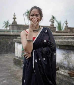 Women's Handwoven Black Sari