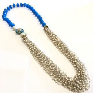Rajasthani pedant and bead Necklace - Blue