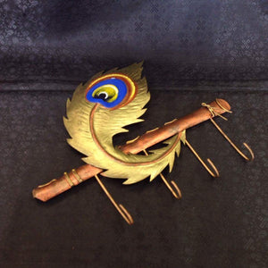 4 Hook peacock feather Key Holder - Sarang
