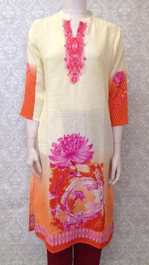 Linen Embroidered Kurta - Sarang