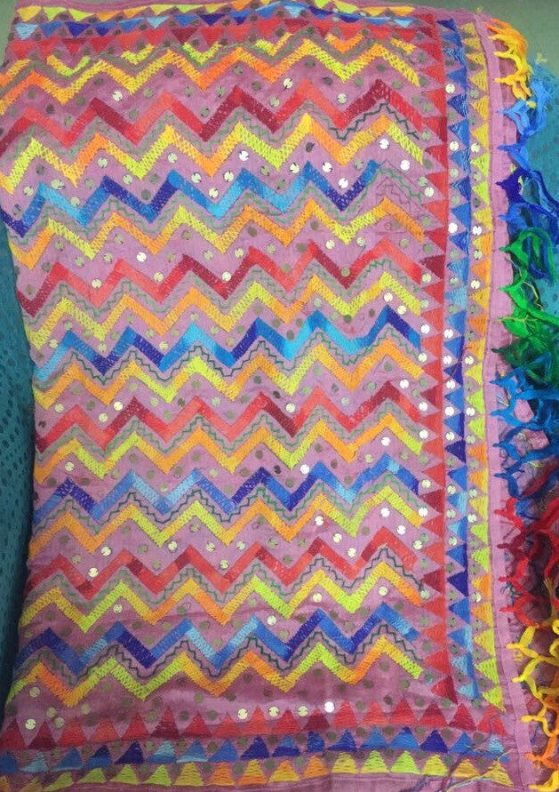 Phulkari Embroidered Dupatta - Sarang