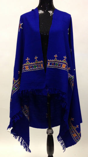 Gujarati Hand Embroidery Shawl - Blue - Sarang