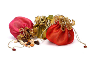 Potli bag Organza Silk - Green, Orange, Pink, Red - 1