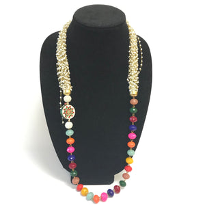 Rajasthani pedant and bead Necklace - Multi Color