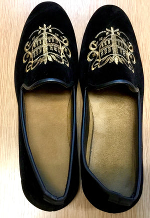 Men’s Black Gold Velvet Shoes-BLACK