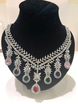 American Diamond Necklace set/Multicolor Necklace Diamond