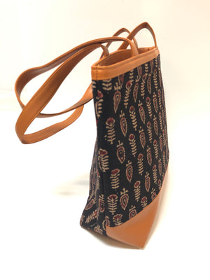 Cotton Print & Leatherette Tote Bags