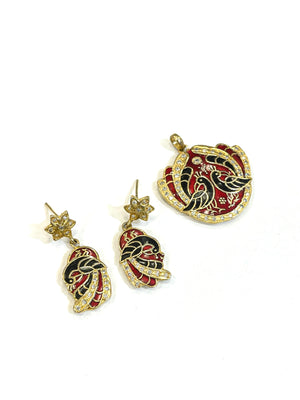 Jodhpuri Meenakari Pendant  With Earrings/Indian jewelry / ethnic jewelry
