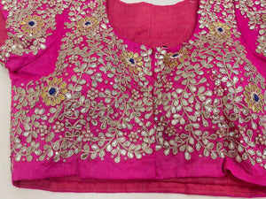 Silk Gottapati Designer Handmade Blouse - Pink