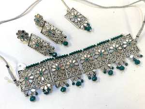 German Silver Necklace Set, Garba Sets