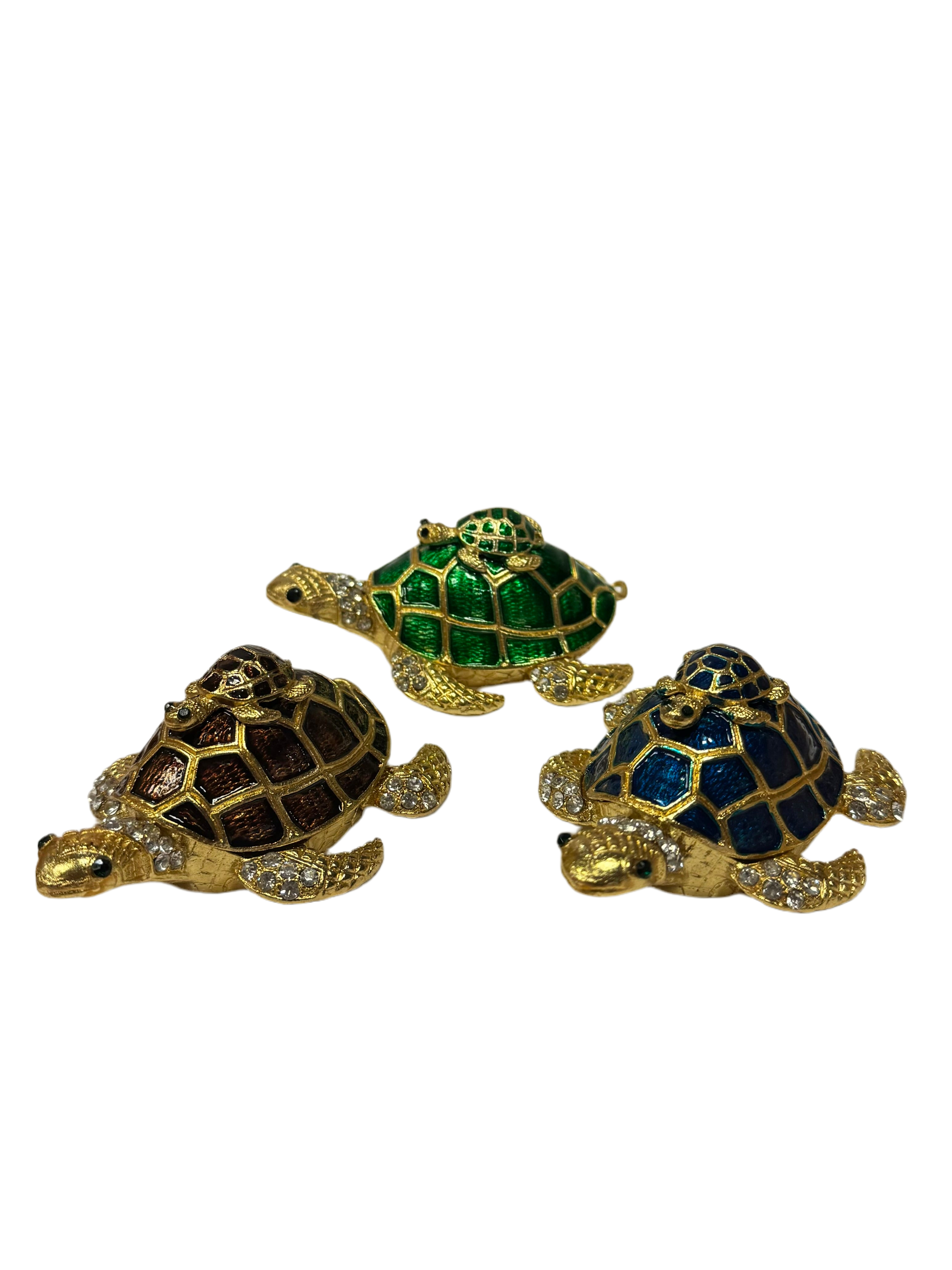 Metallic mom and child turtle trinket