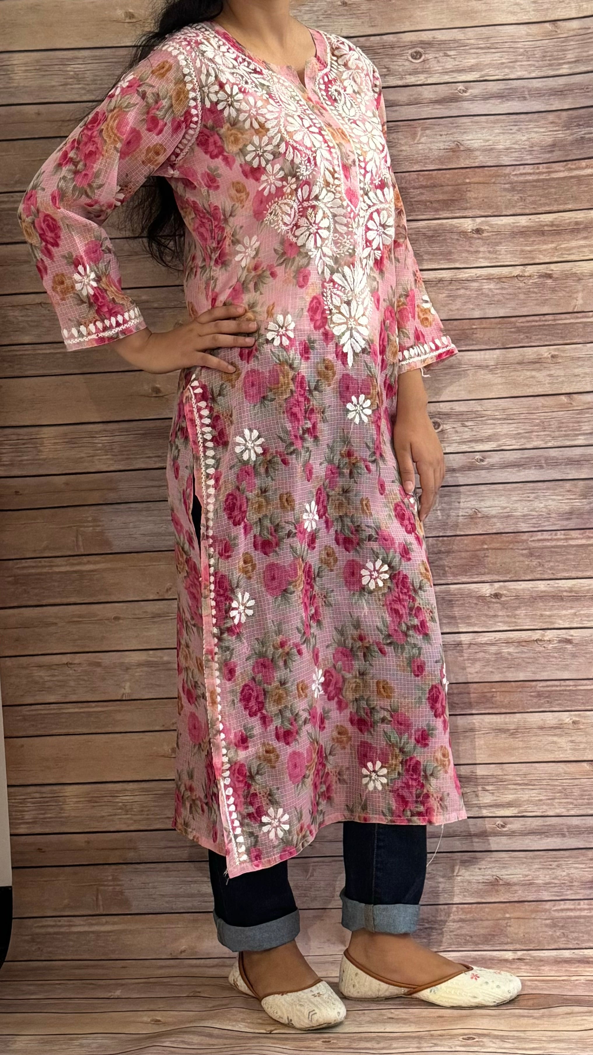 Kota Cotton Chikankari Long Kurti