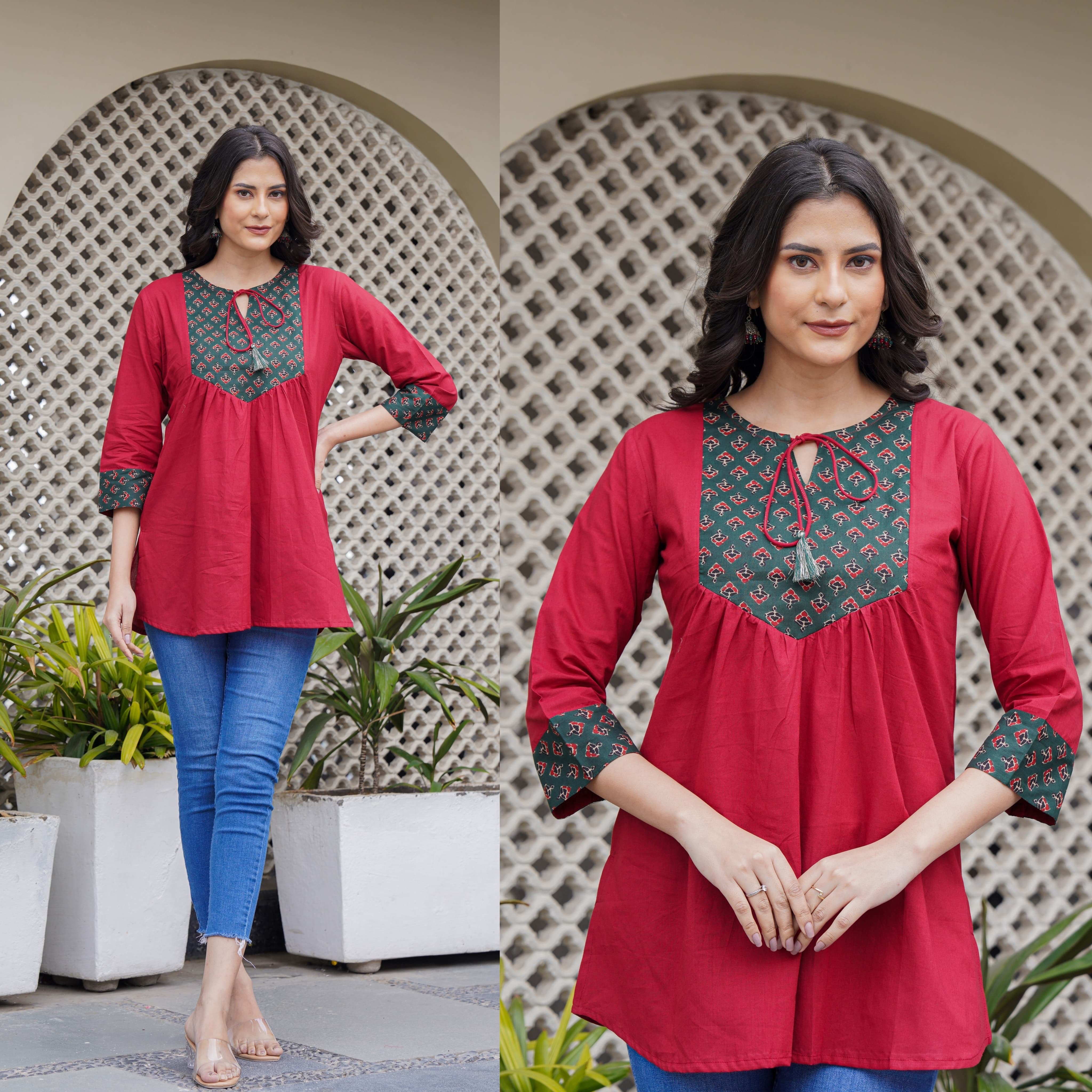 Cotton Block Print Top/Kurti