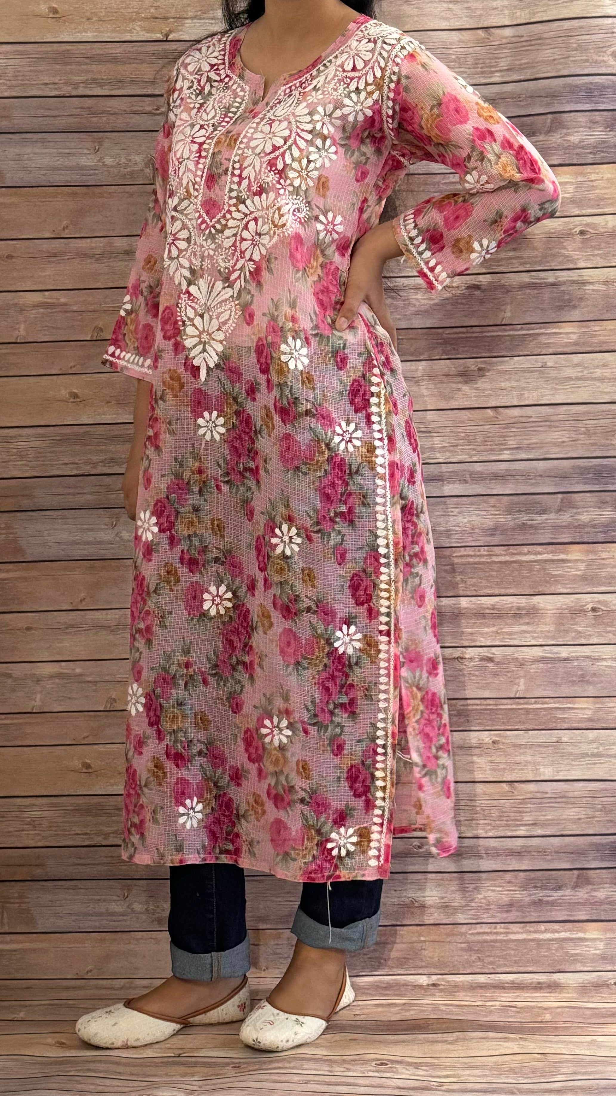 Kota Cotton Chikankari Long Kurti