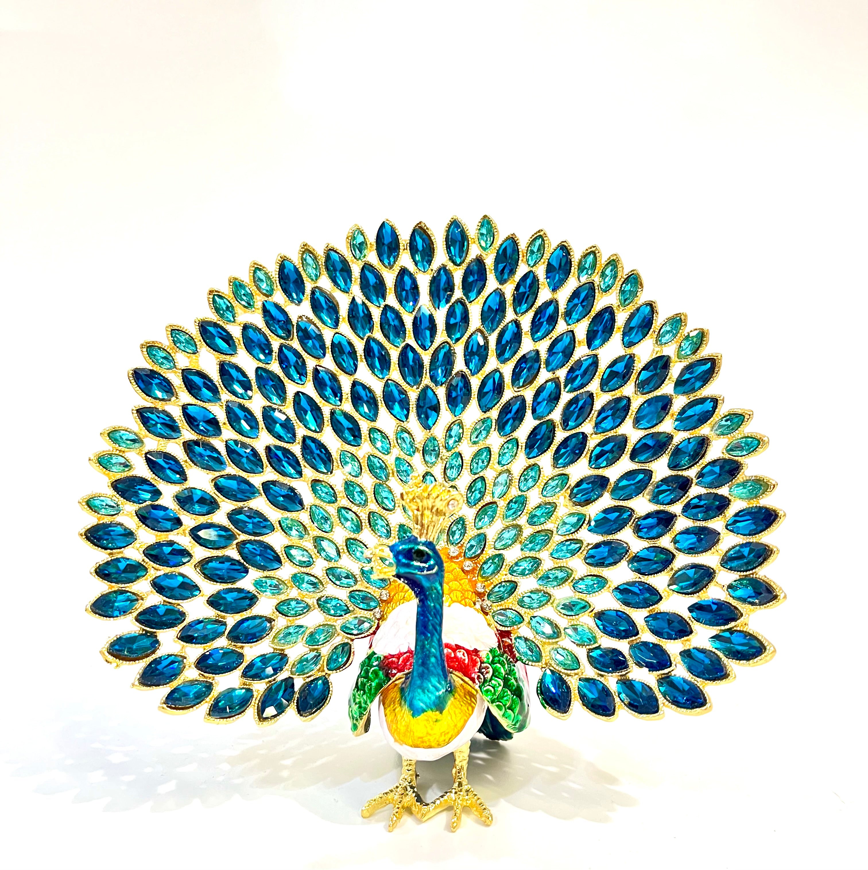 Rhinestone Peacock Trinket/ Statue