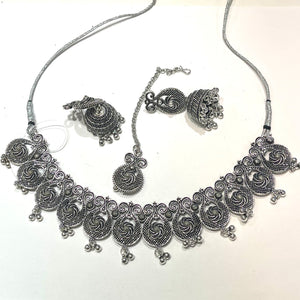 German Silver Necklace Set , Garba Sets
