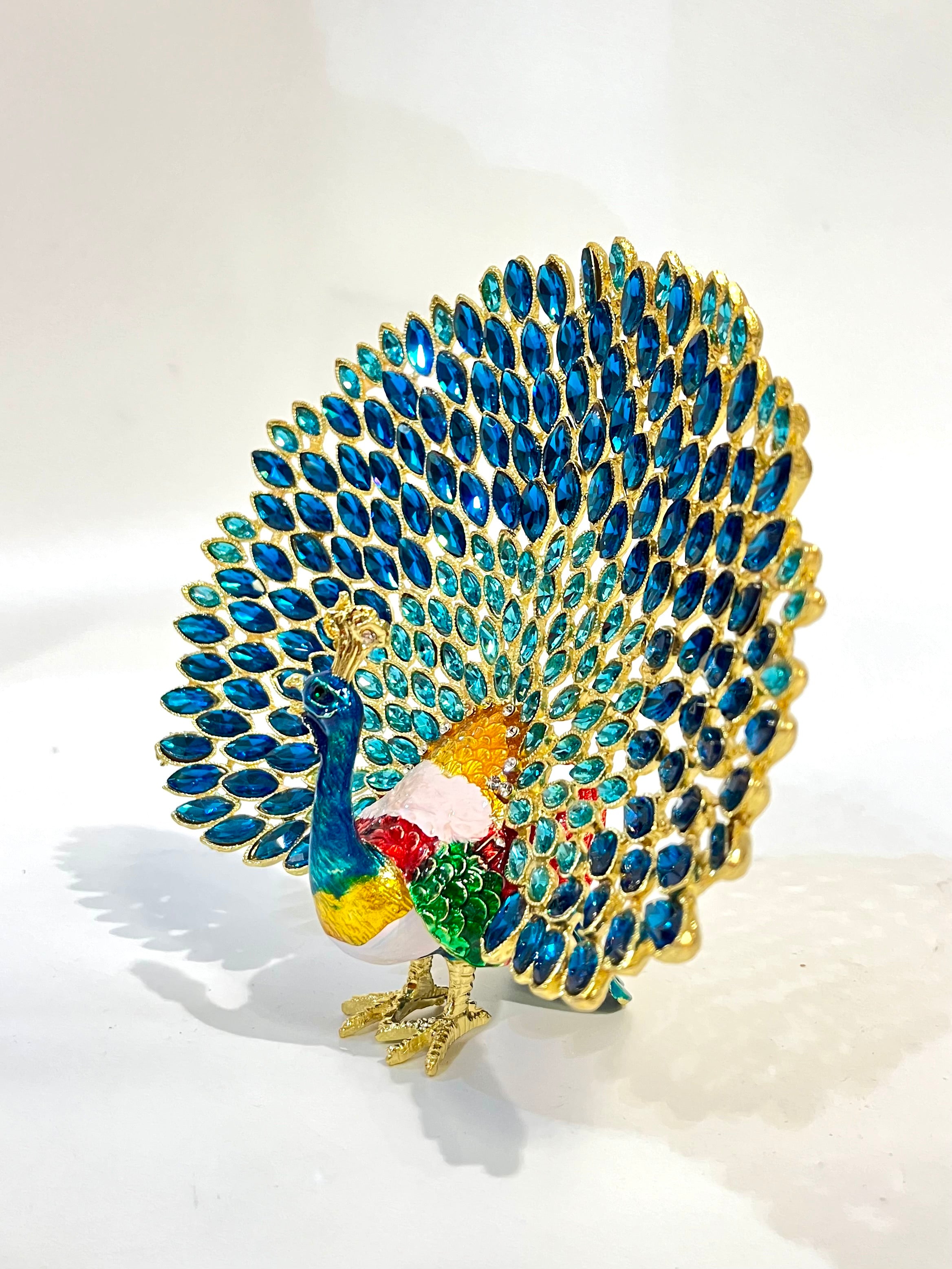 Rhinestone Peacock Trinket/ Statue