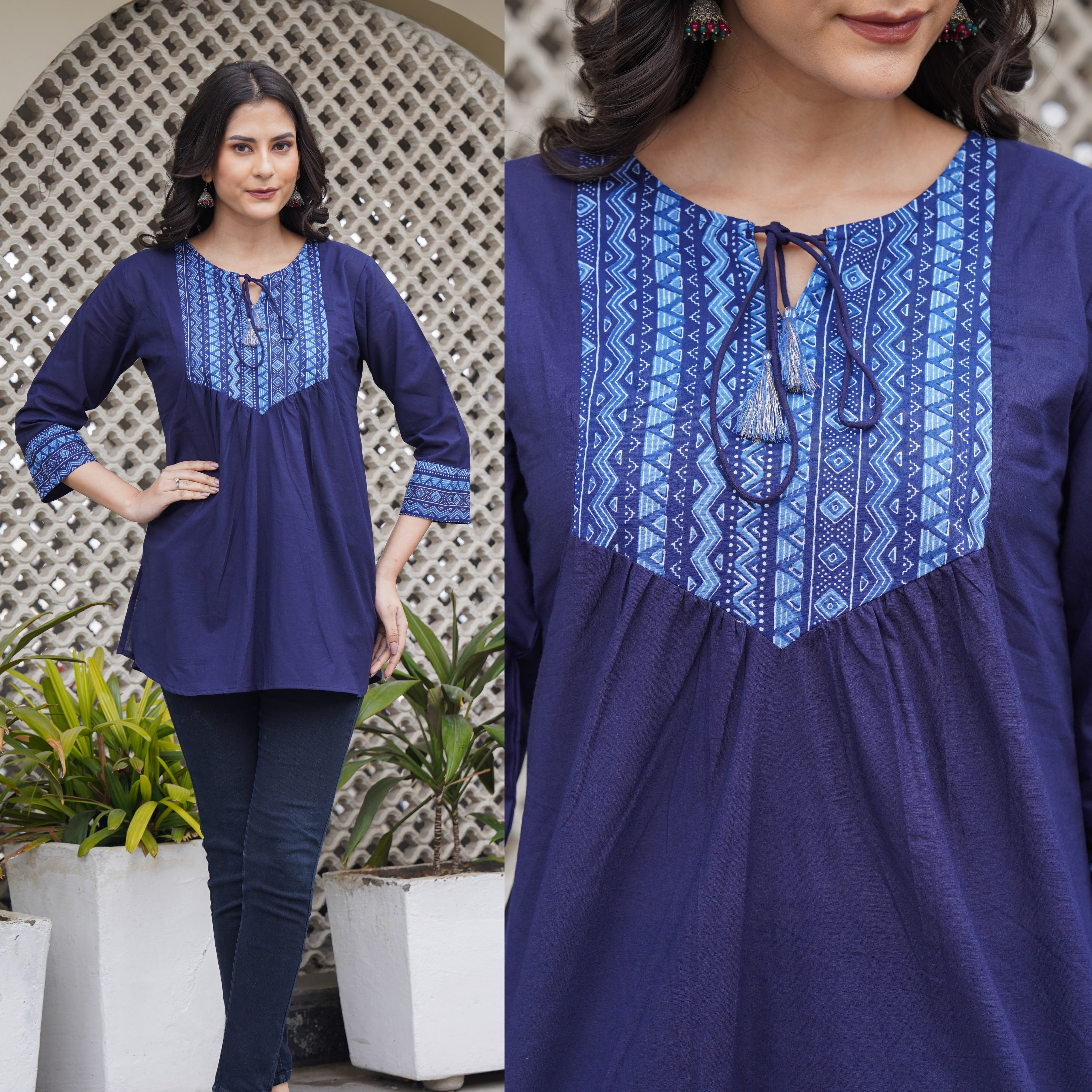 Cotton Block Print Top/Kurti