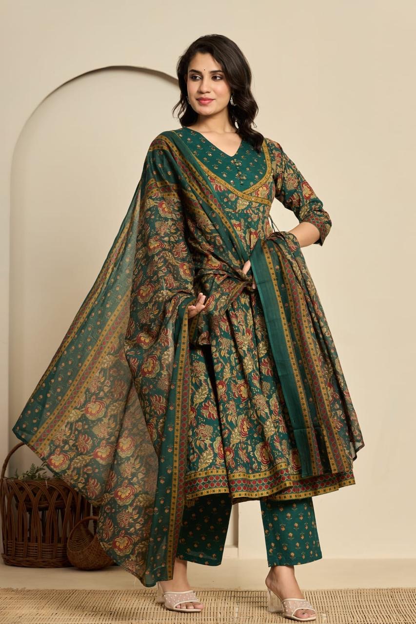 Block Print Anarkali Suit