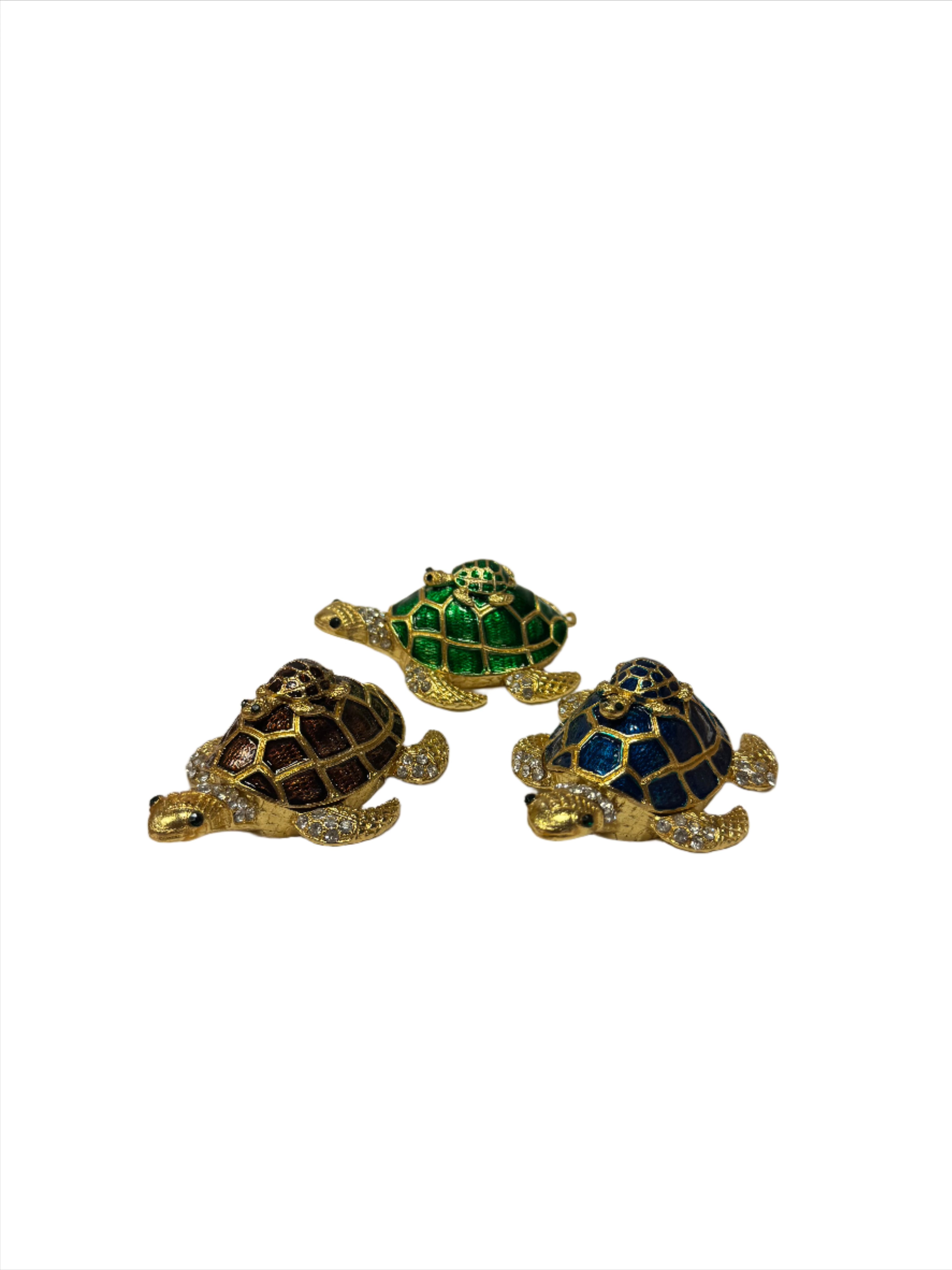 Metallic mom and child turtle trinket