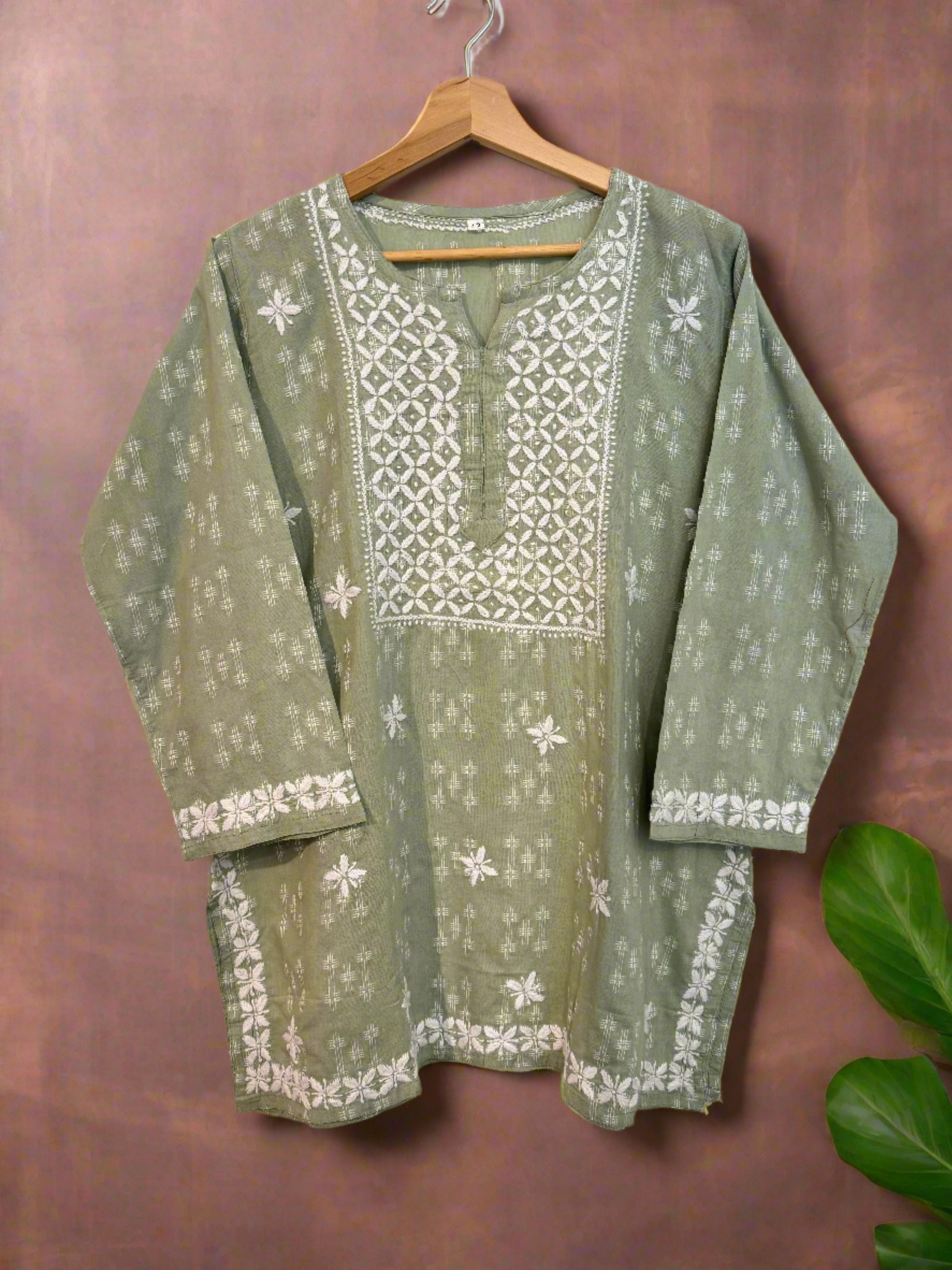 Modal Cotton Chikankari Short Kurti