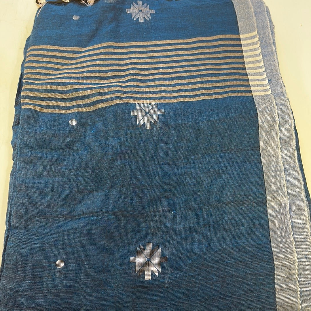 Women's Handwoven Blue Sari