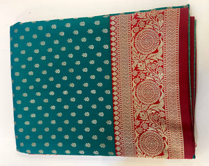 Green Red Banarasi Silk Sari