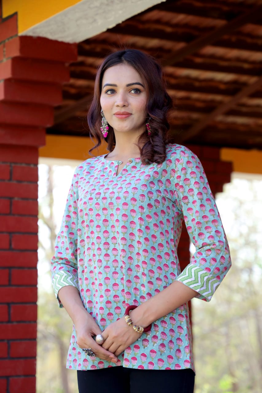 Cotton Block Print Top/Kurti