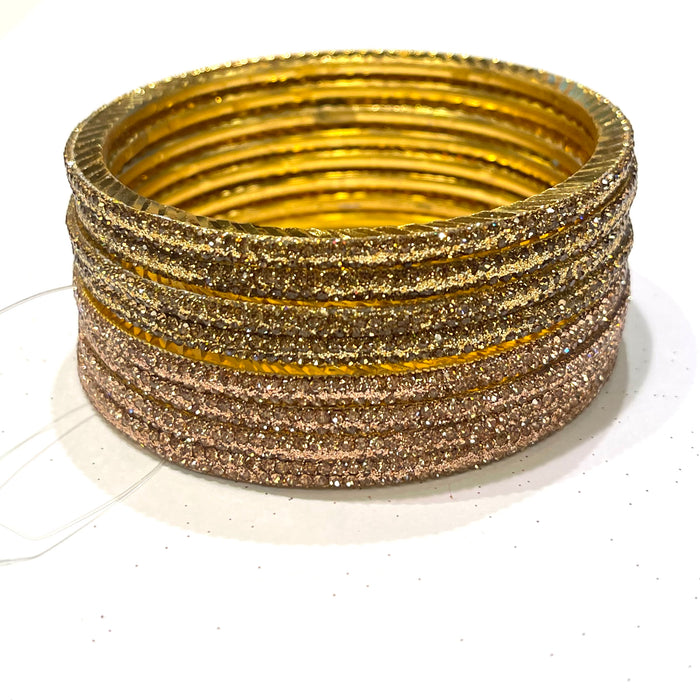 Gold Shimmer  Glass Bangle/Bracelet Set
