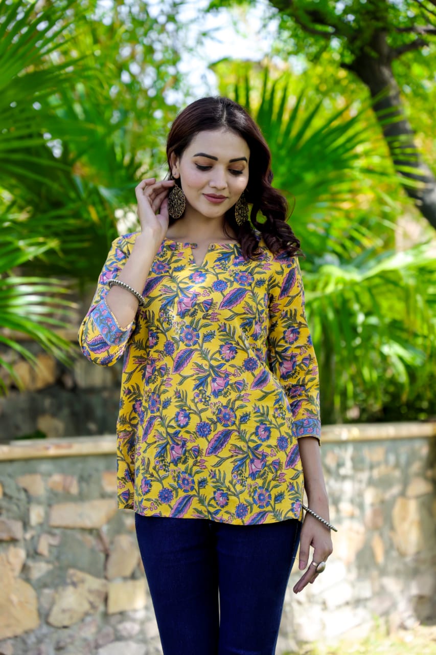 Cotton Block Print Top/Kurti