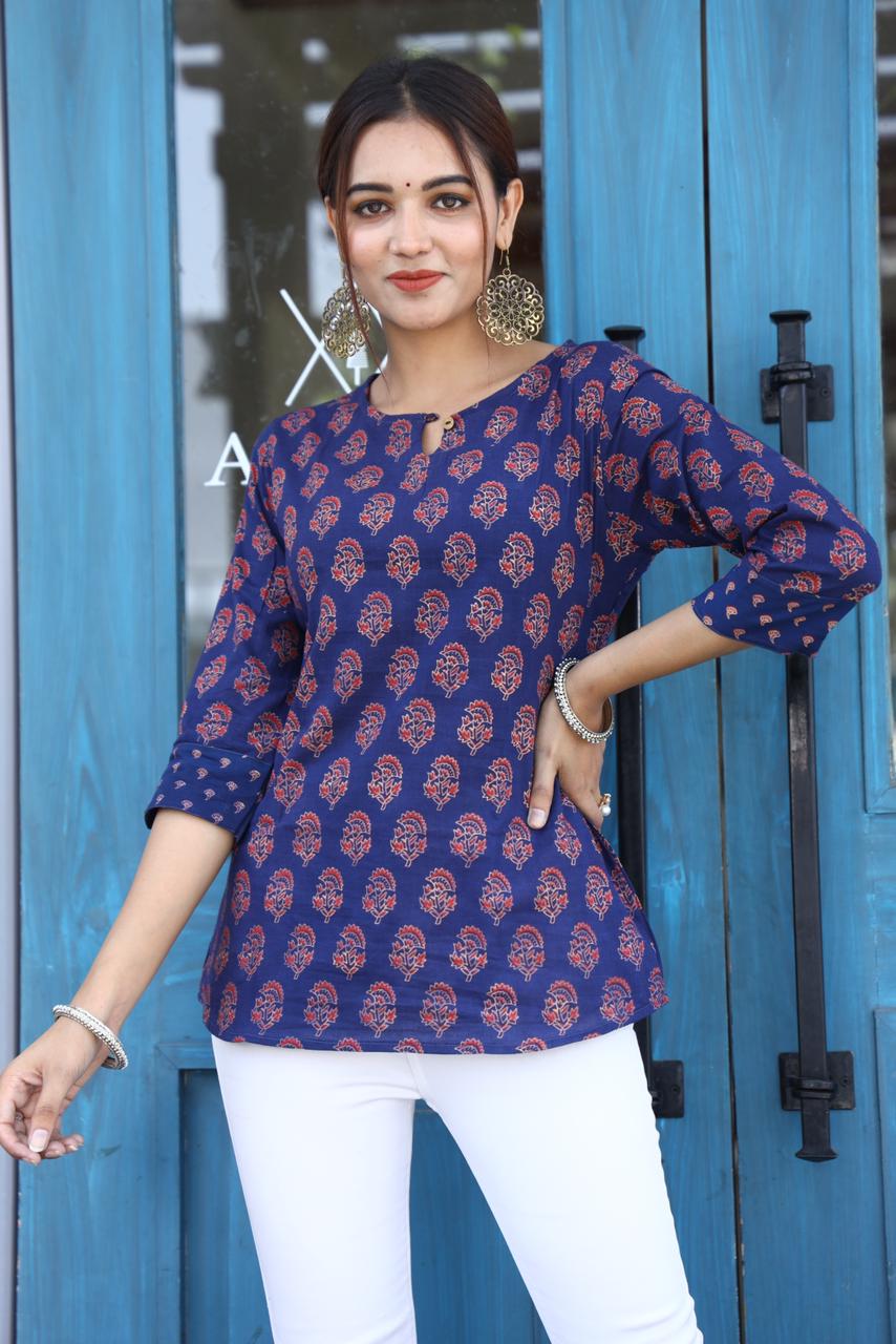 Cotton Block Print Top/Kurti