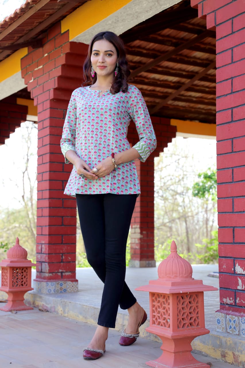 Cotton Block Print Top/Kurti