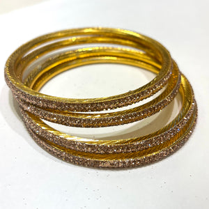 Gold Shimmer  Glass Bangle/Bracelet Set