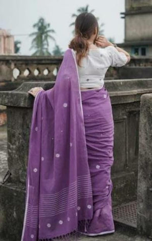 Women's Handwoven Purple Sari