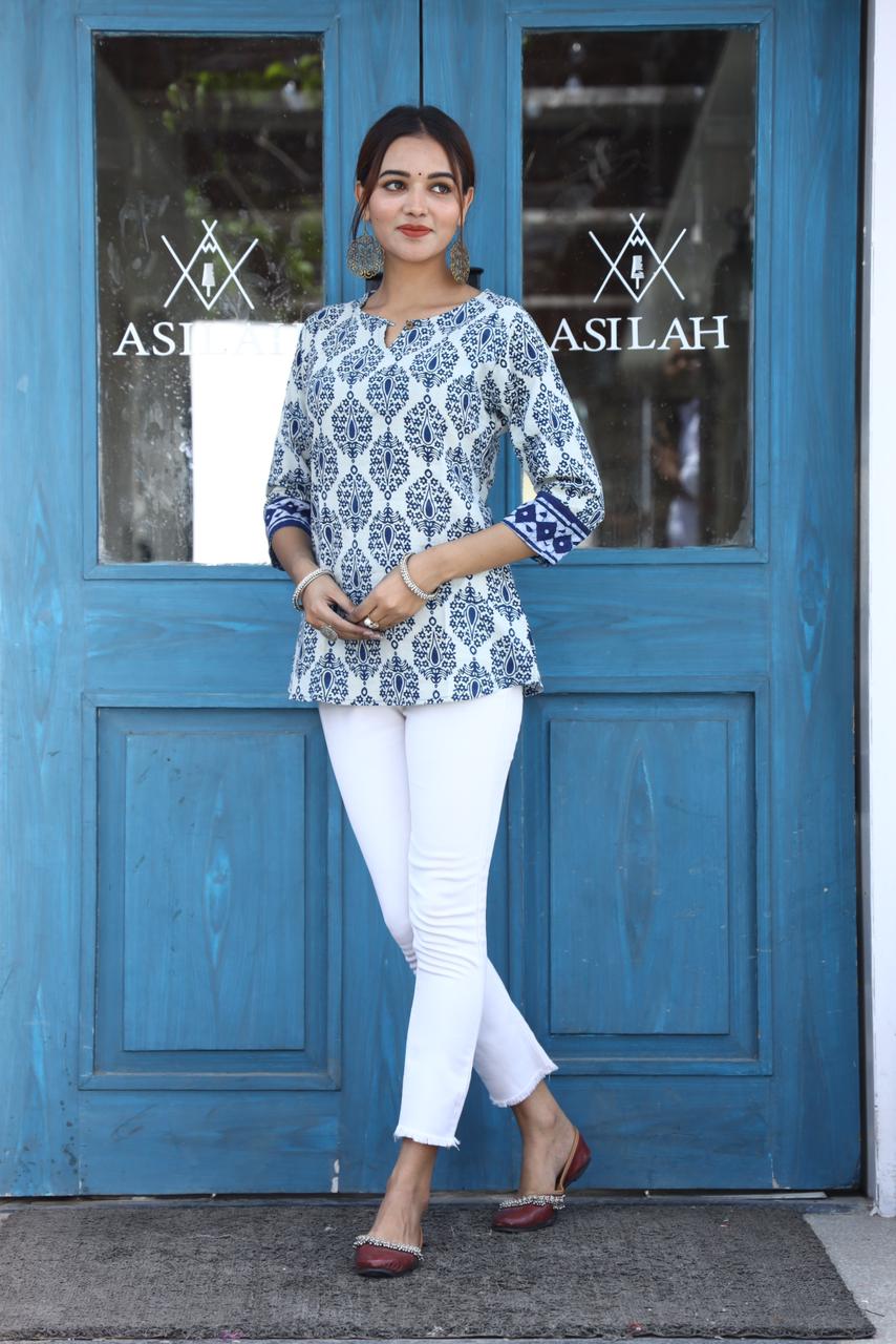 Cotton Block Print Top/Kurti