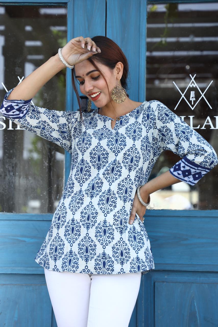 Cotton Block Print Top/Kurti