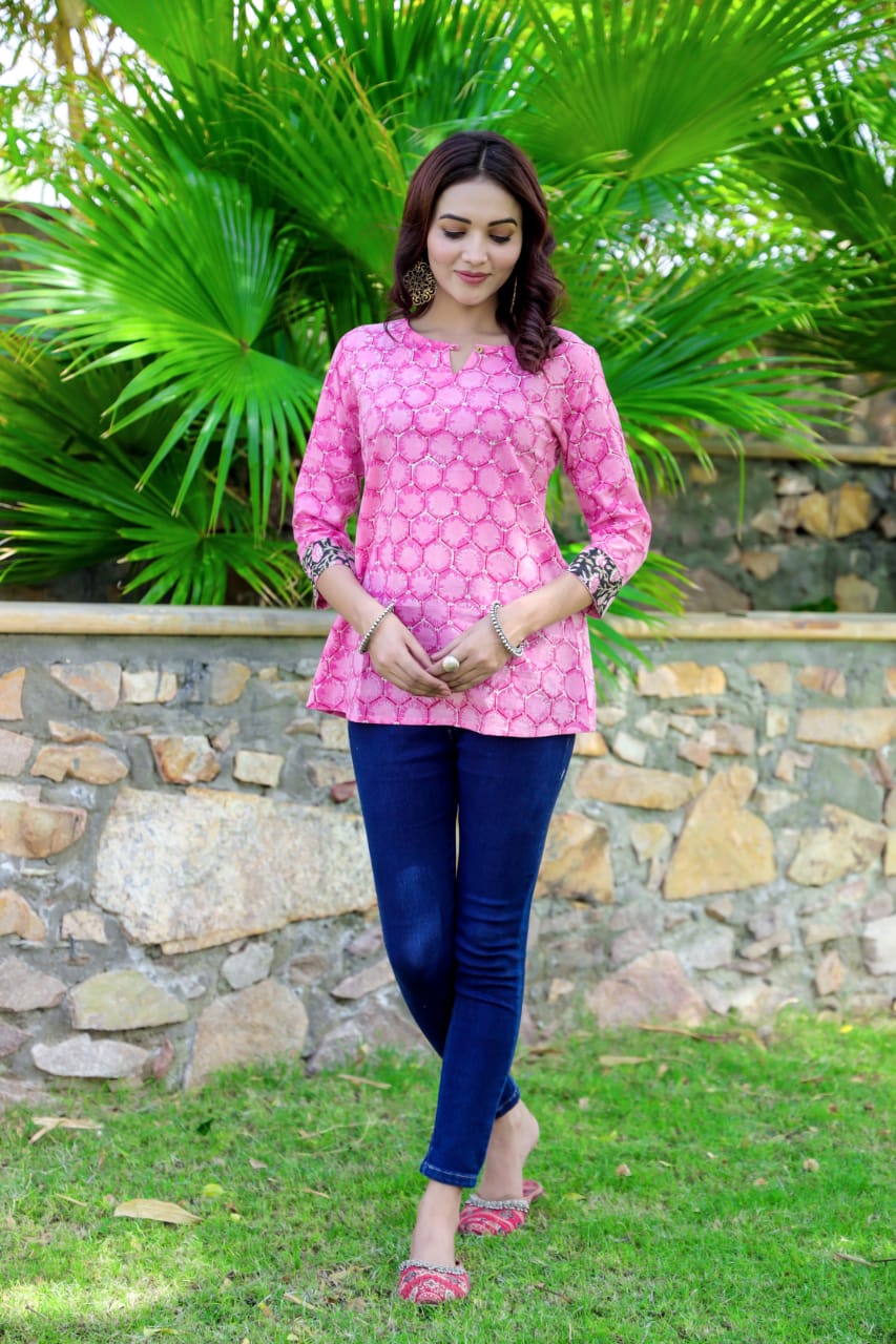 Cotton Block Print Top/Kurti