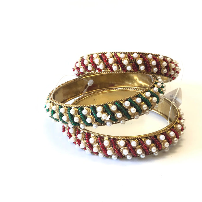 Red Beads & Pearl Bangles