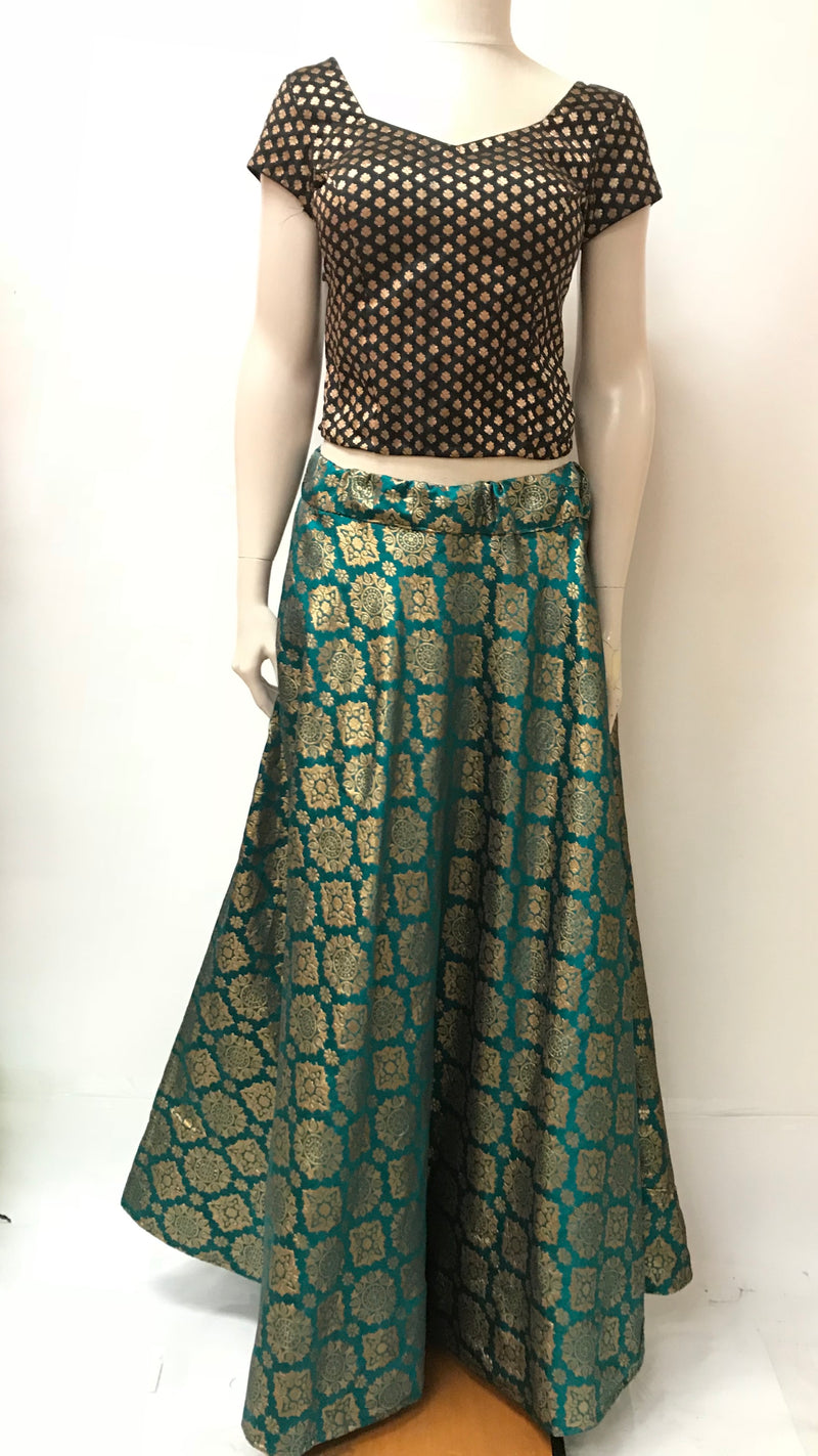 Banarasi Skirt- Green – Sarang