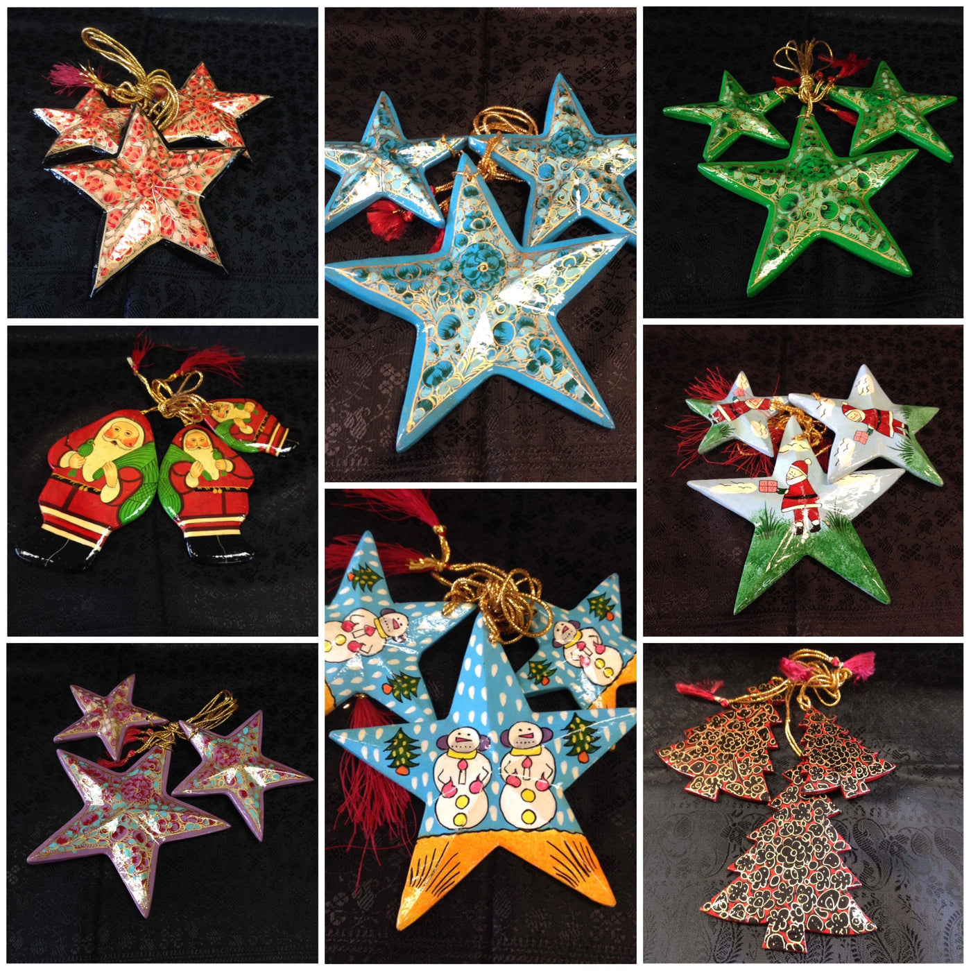 Lighted Recycled Paper Star Ornament Set of 4