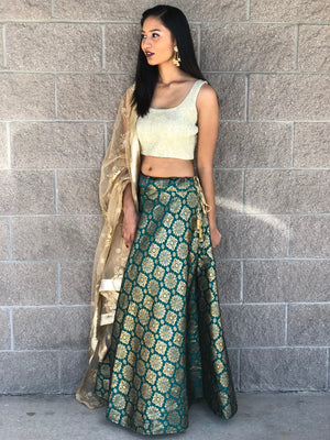 Banarasi Skirt- Green