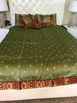 Brocade Bed Sheet/Duvet cover set with pillow cases and, traditional weaves of India