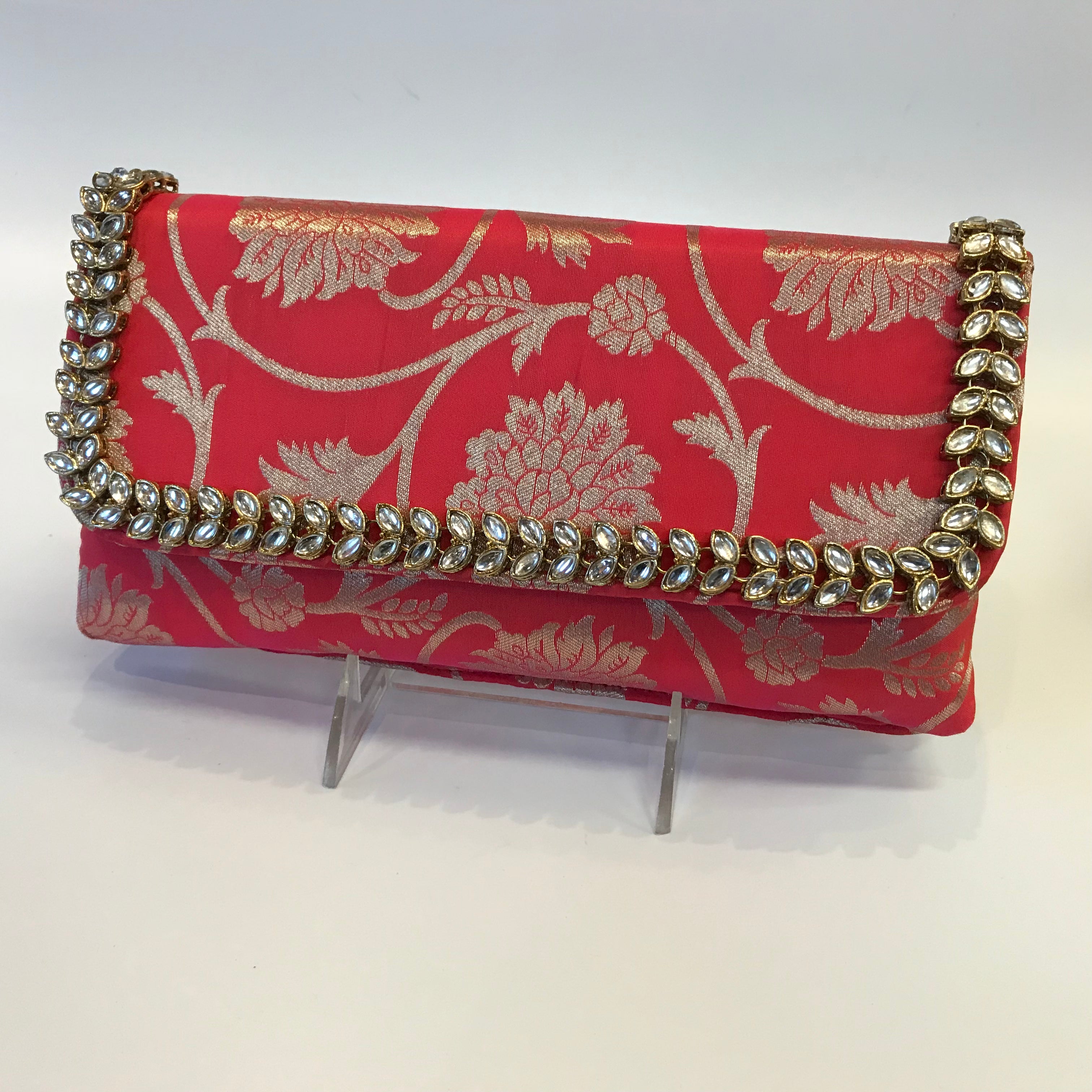 Brocade Silk Clutch with Kundan work