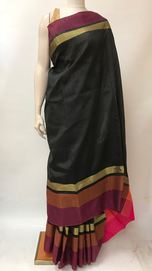 Broad Multicolored Border Silk Saree