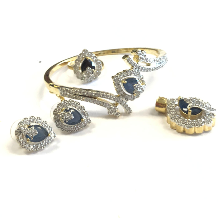 Semi Diamonds Bracelet, Pendant & Earring Set