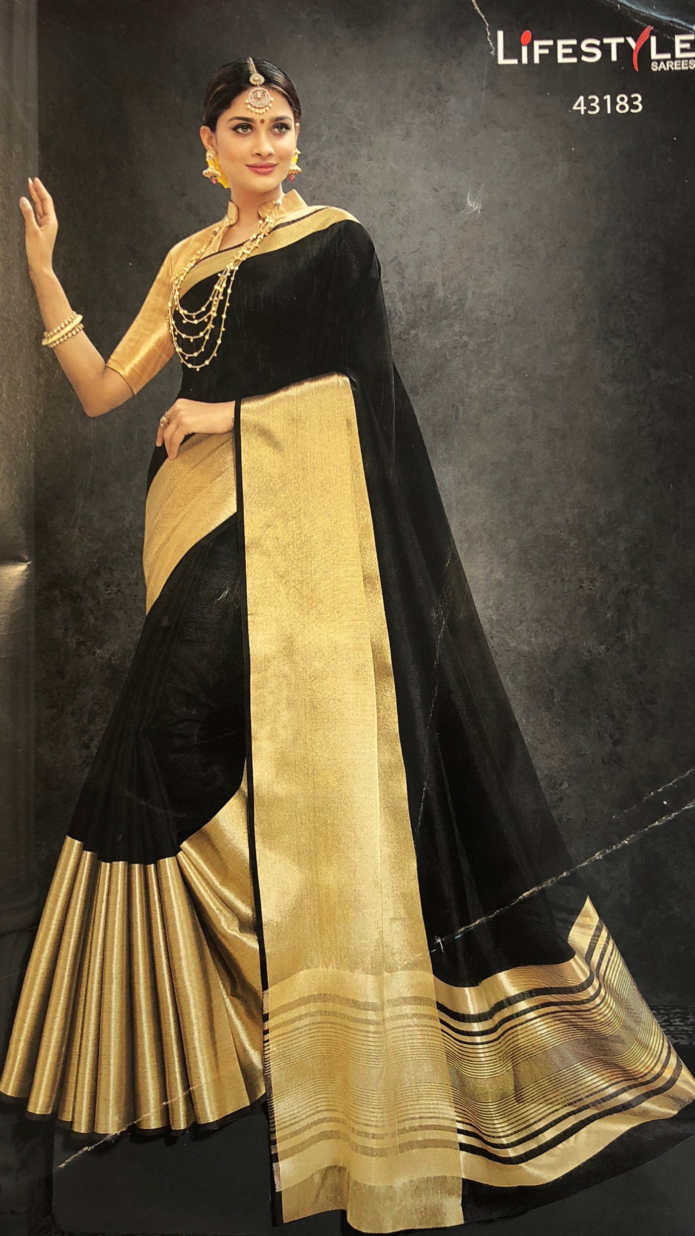 Buy Black color Bengal Handloom Khadi Cotton Saree(With Blouse) MC251825 |  www.maanacreation.com