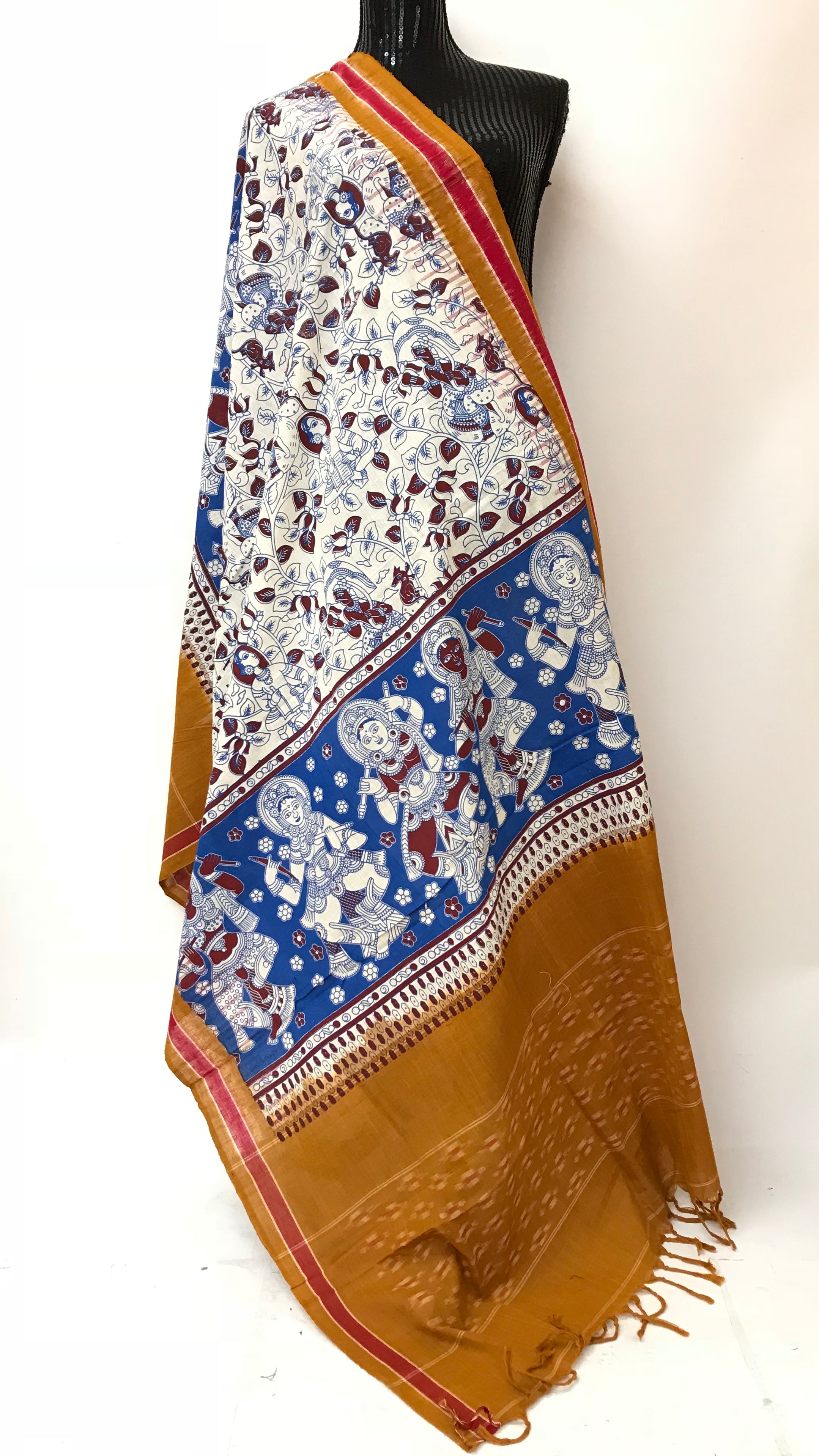 Ikkat Kalamkari Dupatta