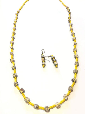 Rolled Paper And Beaded Necklace Set