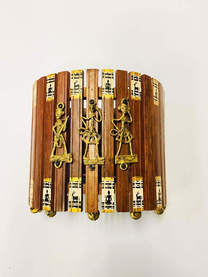 Handcrafted Warli and Dhokra Art Wall Lamp