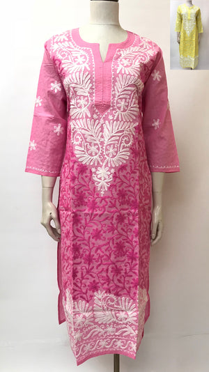 Chikhankari Embroidered Long Cotton Kurta